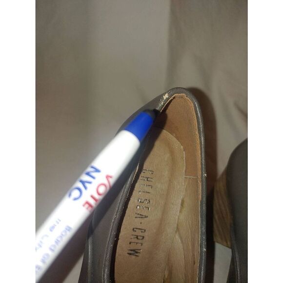 Chelsea Crew Jackie VINTAGE Womens Size 36 (5-5.5) Grey Front Tie Up Chunky Heel - Picture 12 of 12